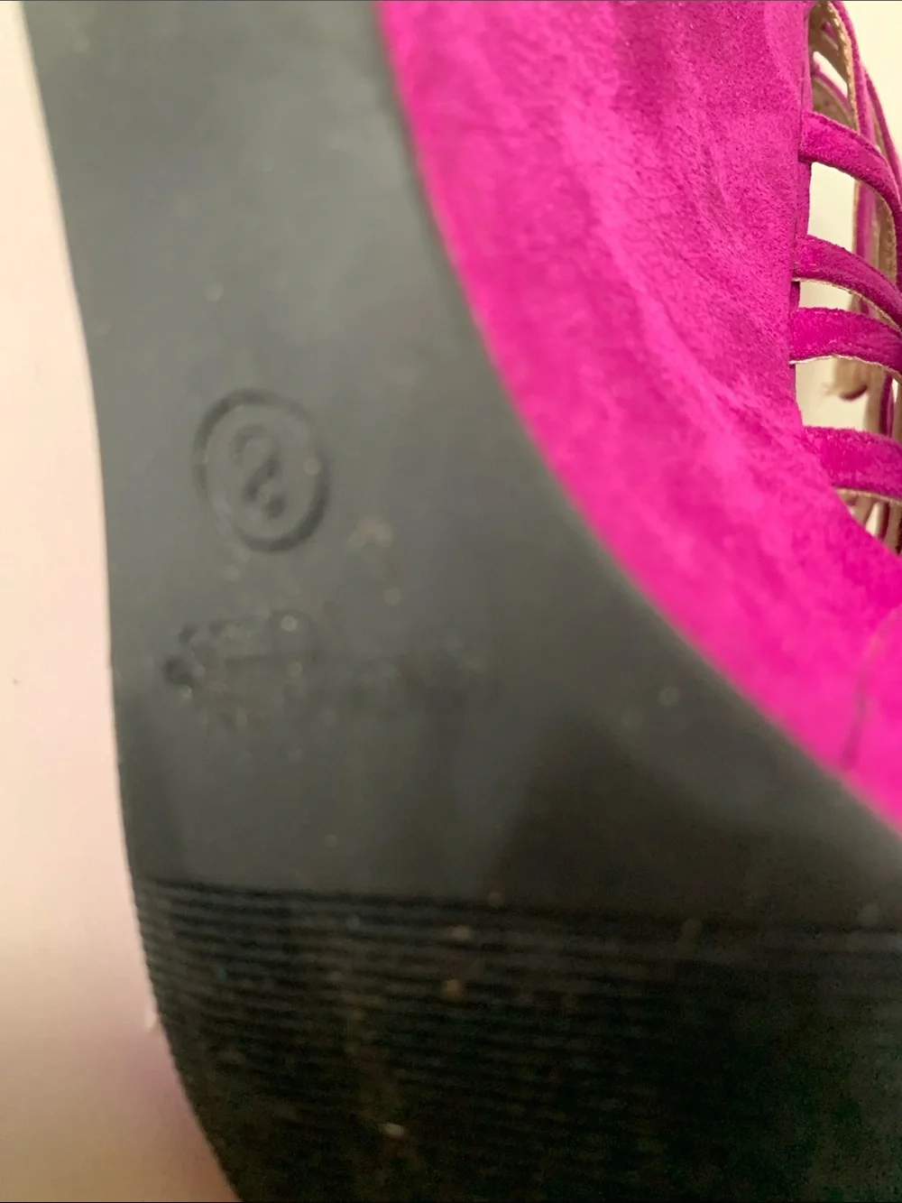 Charlotte Russe Natasha Fuchsia Cage Wedge Sandals